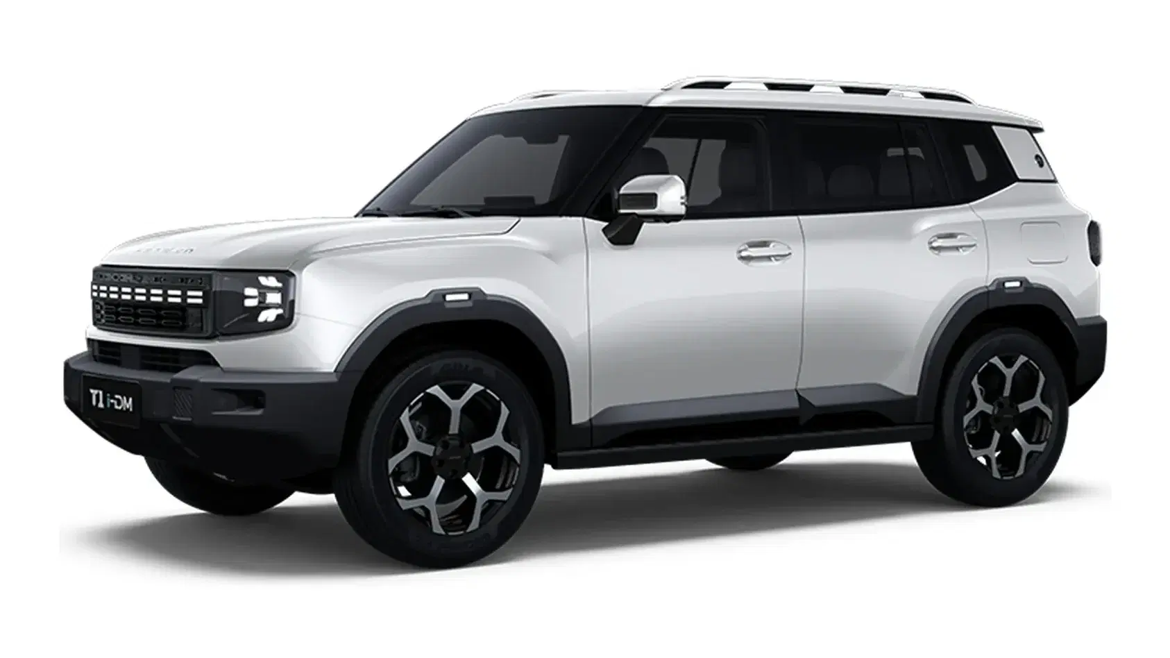Jetour T1 official khaki white front three-quarter studio view